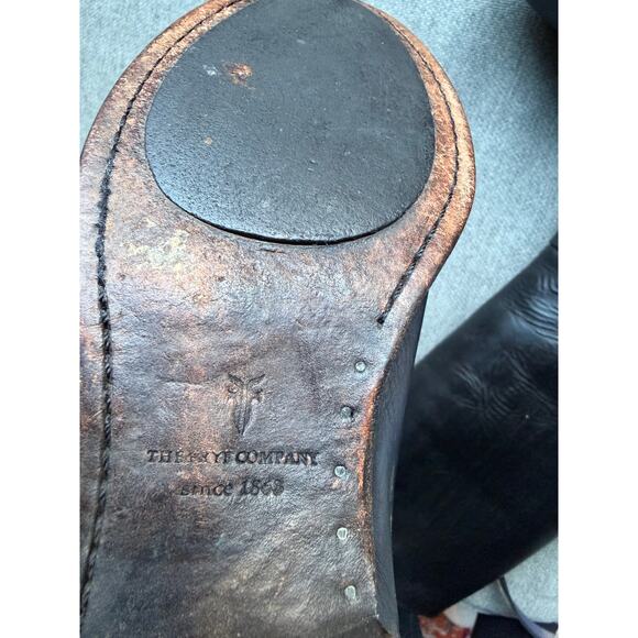 Frye Lindsay Vintage Plate Leather Knee-High Riding Boot Black Sz 7.5 - Picture 12 of 13